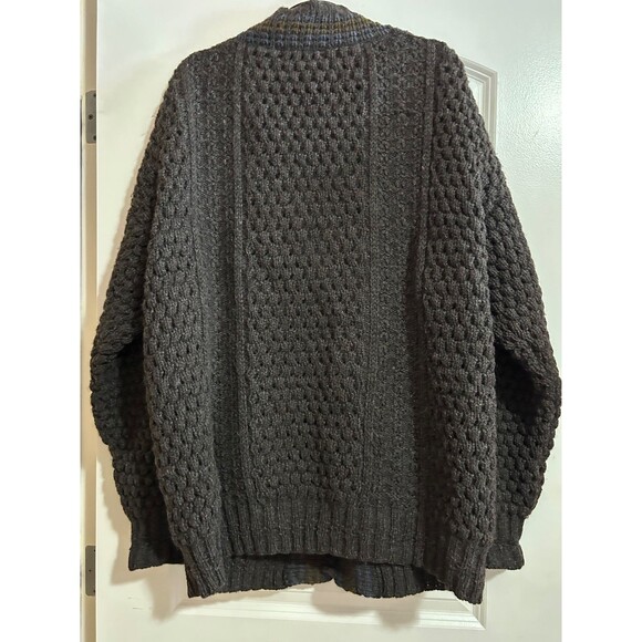 OAK HALL Memphis Hand Loomed Ireland Men’s Chunky Cardigan Sweater size L Wool - Picture 4 of 7